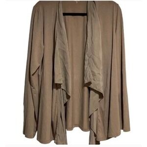 Garnet Hill Silk Blend Cardigan Size Large Waterfall Drape Front Career Wear